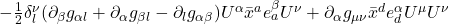 -\frac12 \delta_{l}^{\nu} (\partial_{\beta} g_{\alpha l} + \partial_{\alpha} g_{\beta l} - \partial_l g_{\alpha \beta})U^{\alpha} \bar{x}^a e^{\beta}_a U^{\nu} + \partial_{\alpha} g_{\mu \nu} \bar{x}^d e^{\alpha}_d U^{\mu} U^{\nu}