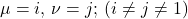 \mu = i, \, \nu = j;\, (i \neq j \neq 1)