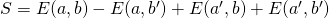 S=E(a,b)-E(a,b^\prime)+E(a^\prime,b)+E(a^\prime,b^\prime)