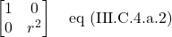 \begin{bmatrix} 1&0\\0&r^2\end{bmatrix} \quad \text{eq (III.C.4.a.2)}