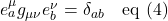 e^{\mu}_{a} g_{\mu \nu} e^{\nu}_{b} = \delta_{ab} \quad \text{eq (4)}
