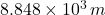 8.848 \times 10^3\,m
