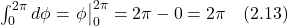 \int_0^{2\pi}d\phi=\eval{\phi}_0^{2\pi}=2\pi - 0 = 2\pi\quad \text{(2.13)}