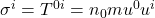 \sigma^i = T^{0i} = n_0 m u^0 u^i