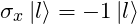 \[  \sigma_x \ket{l} = -1 \ket{l} \]