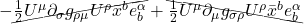 - \cancel{\frac12 U^{\mu} \partial_{\sigma} g_{\rho \mu} U^{\rho} \bar{x}^b e^{\alpha}_b} + \bcancel{\frac12 U^{\mu} \partial_{\mu} g_{\sigma \rho} U^{\rho} \bar{x}^b e^{\alpha}_b}