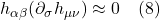 h_{\alpha \beta}(\partial_{\sigma}h_{\mu \nu})\approx 0 \quad \text{(8)}