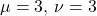\mu = 3,\,\nu=3