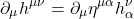 \[ \partial_{\mu} h^{\mu \nu} = \partial_{\mu} \eta^{\mu \alpha} h_{\alpha}^{\nu}  \]