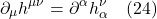\[ \partial_{\mu} h^{\mu \nu} =  \partial^\alpha h_{\alpha}^{\nu}\quad \text{(24)}\]