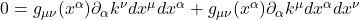0 = g_{\mu \nu}(x^{\alpha})\partial_{\alpha} k^{\nu} dx^{\mu} dx^{\alpha} + g_{\mu \nu}(x^{\alpha}) \partial_{\alpha} k^{\mu} dx^{\alpha} dx^{\nu}