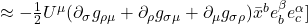 \approx - \frac12 U^{\mu} (\partial_{\sigma}g_{\rho \mu} + \partial_{\rho}g_{\sigma \mu} + \partial_{\mu} g_{\sigma \rho}) \bar{x}^b e^{\beta}_b e^{\alpha}_c]