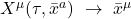 X^{\mu}(\tau, \bar{x}^a)\,\, \rightarrow \,\, \bar{x}^{\mu}