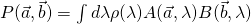 P(\vec{a},\vec{b})=\int{d\lambda\rho(\lambda)A(\vec{a},\lambda)B(\vec{b},\lambda)}