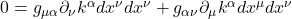 0 = g_{\mu \alpha } \partial_{\nu} k^{\alpha} dx^{\nu} dx^{\nu} + g_{\alpha \nu} \partial_{\mu} k^{\alpha} dx^{\mu} dx^{\nu}