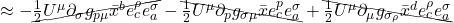 \approx - \cancel{\frac{1}{2} U^{\mu} \partial_{\sigma} g_{p \mu} \bar{x}^b e_{c}^{\rho} e_{a}^{\sigma}} - \bcancel{\frac{1}{2} U^{\mu} \partial_{p} g_{\sigma \mu} \bar{x} e_{c}^{p} e_{a}^{\sigma}}  + \bcancel{\frac{1}{2} U^{\mu} \partial_{\mu} g_{\sigma_{\rho}} \bar{x}^d e_{c}^{\rho} e_{a}^{\sigma}}