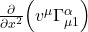 \frac{\partial}{\partial x^{2}}\Bigl(v^{\mu} \Gamma_{\mu 1}^{\alpha}\Bigr)