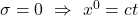 \sigma = 0 \,\, \Rightarrow \,\, x^0 = ct