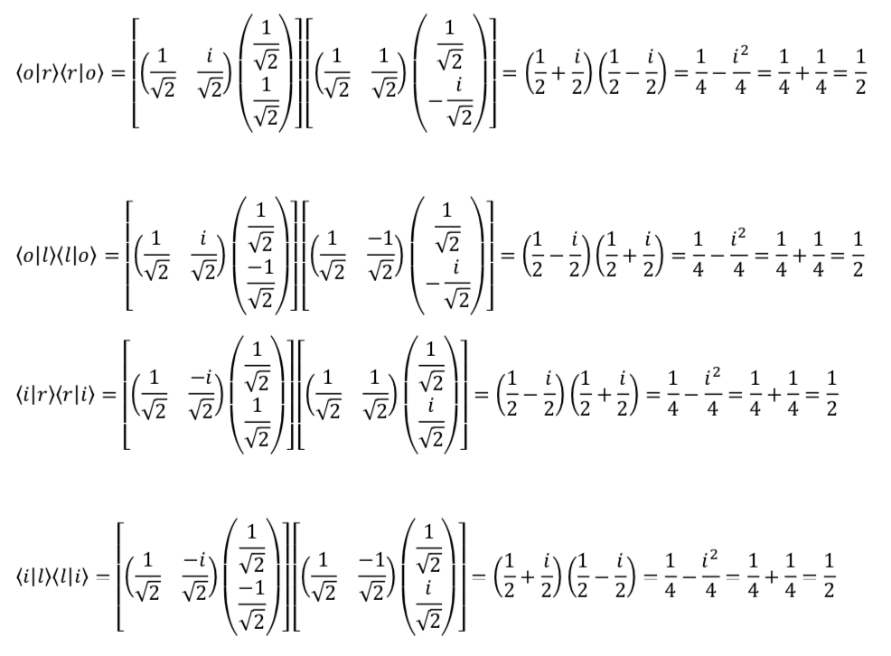 Probabilities for +y/-y in z-basis